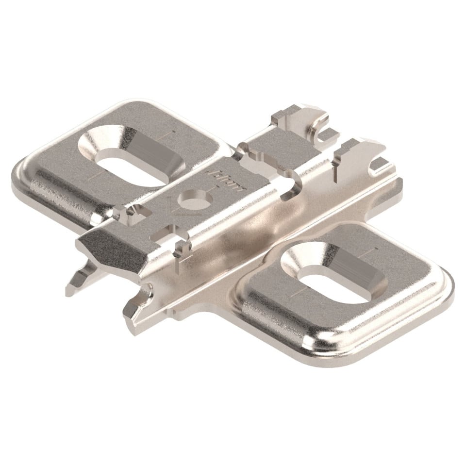 Placuta balama clip 37 32 in cruce H 0mm nichelat cu suruburi 173L6100 BLUM