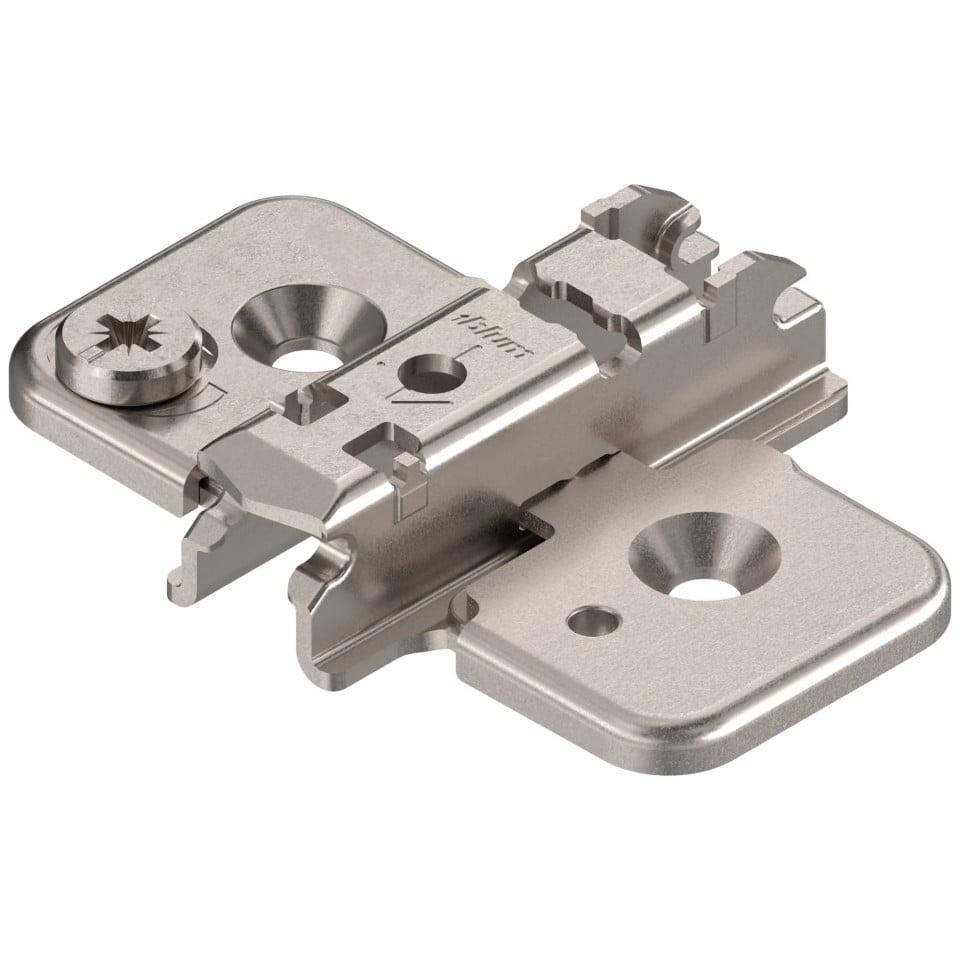 Placuta balama clip 37 32 in cruce cu excentric H 3mm nichelat cu suruburi 173H7130 BLUM